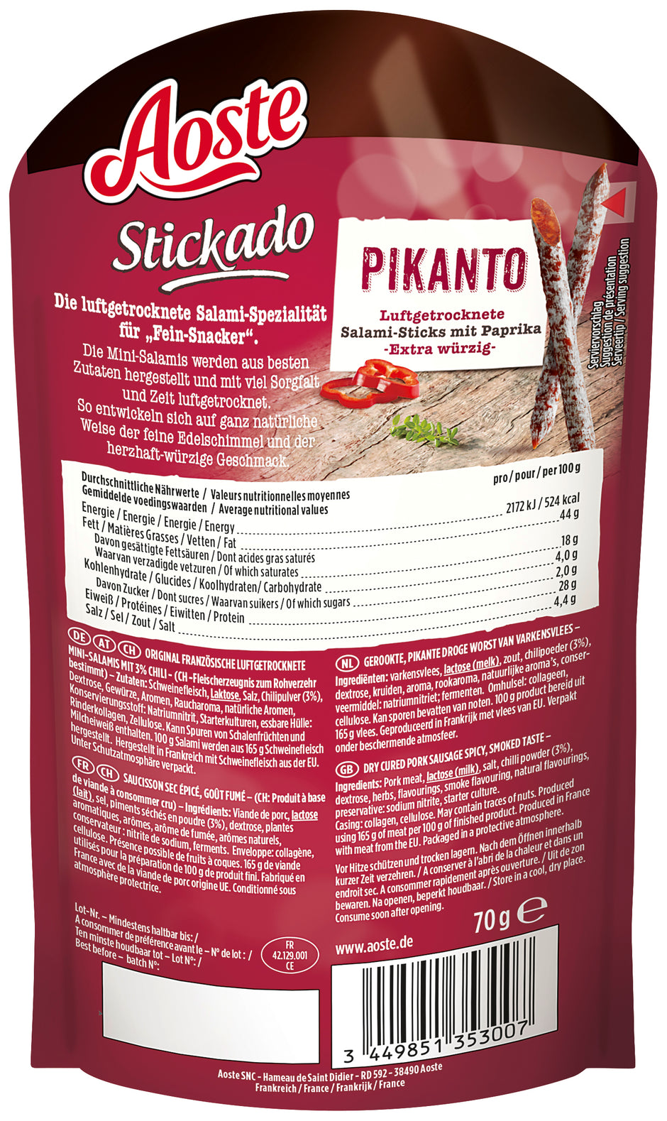 Stickado Aoste Online-Shop – Exquisite französische Salami-Spezialitäten – Aoste.de