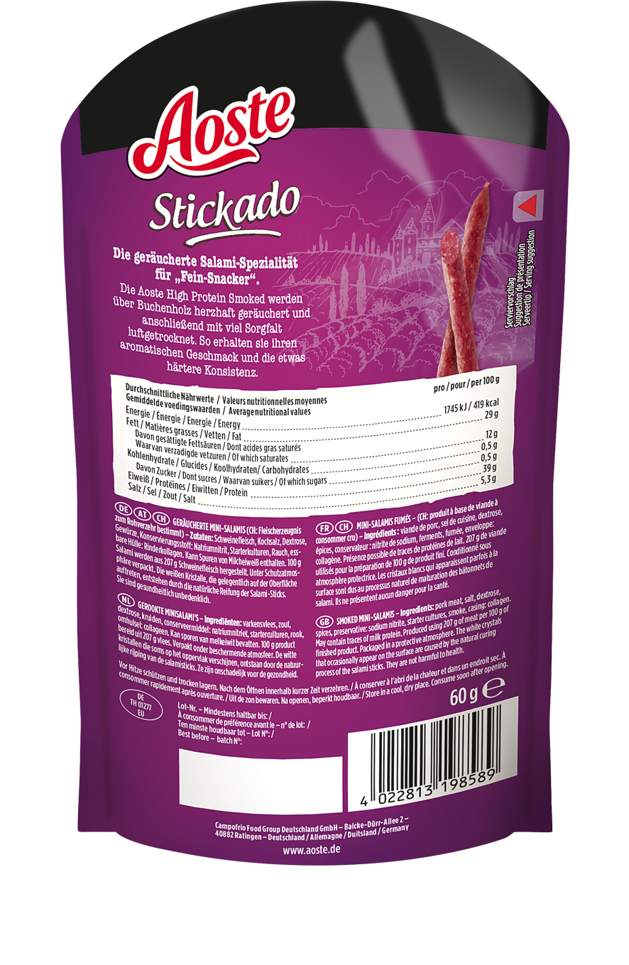 Stickado Stickado High Protein Smoked 60g – Aoste.de