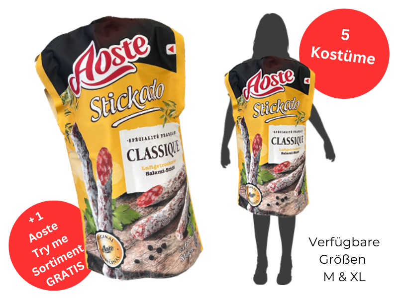 5 x STICKADO CLASSIQUE KOSTÜM INCL. GRATIS TRY ME BOX SORTIMENT